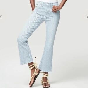 Frame Le Crop Mini Boot Denim Blue White Stripe Flare Jeans Size 28 Normandie